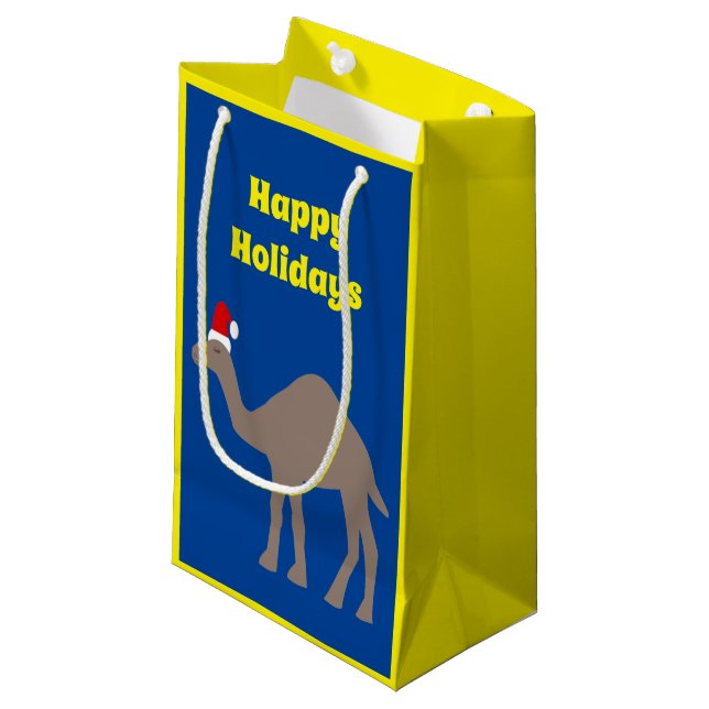 Sacola Para Presentes Pequena Câmera de Natal Bonito Personalizado (Frente inclinada)