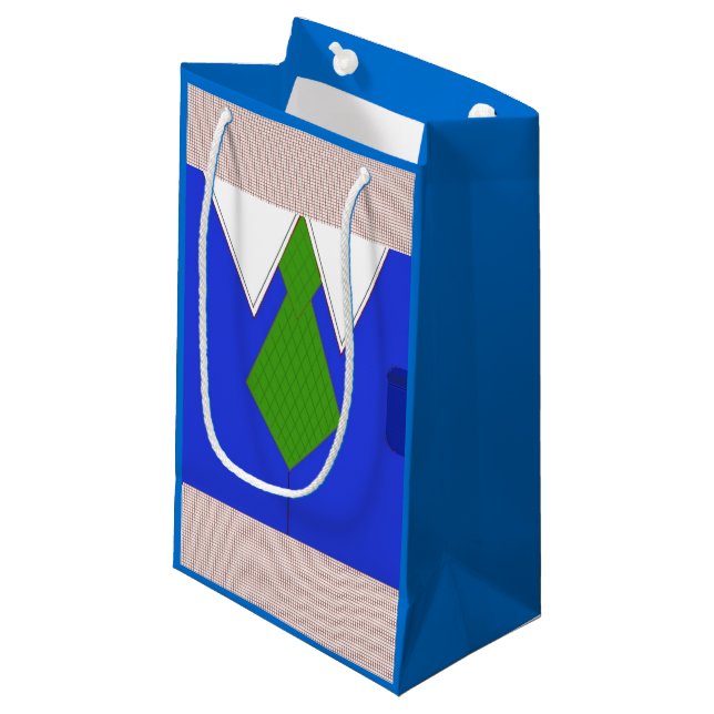 Sacola Para Presentes Pequena Camisa Azul e Gravata (Frente inclinada)