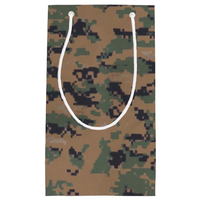 Sacola Para Presentes Pequena Camuflagem Woodland (Digital) (Frente)