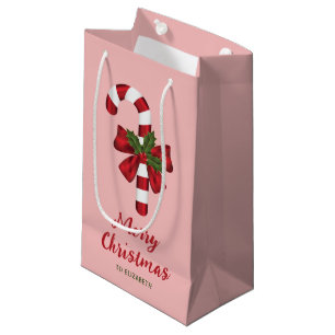 Sacola Para Presentes Pequena Canela De Doces Com Arco E Holly De Natal A Rosa