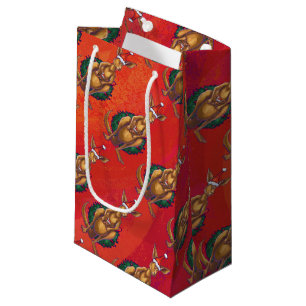 Sacola Para Presentes Pequena Canguru de Natal Vermelho
