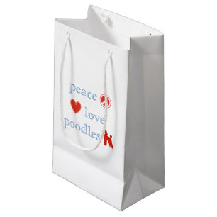 Sacola Para Presentes Pequena Caniches do amor da paz