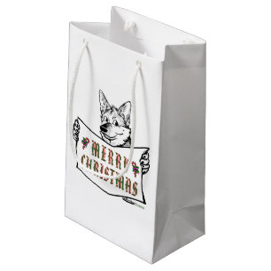 Sacola Para Presentes Pequena Cão de Natal:  Feliz Natal!