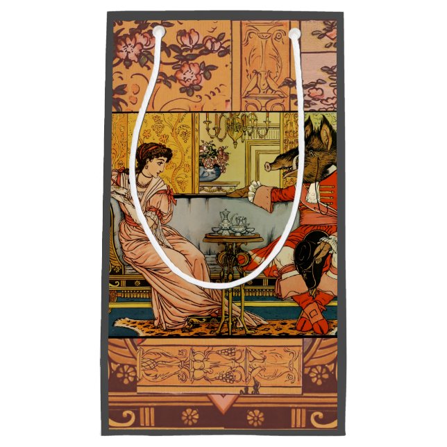 Sacola Para Presentes Pequena Caracteres de Contorno de Fada Clássica da Besta (Frente)