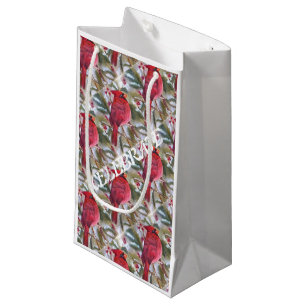 Sacola Para Presentes Pequena Cardeal vermelho do NATAL