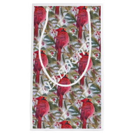 Sacola Para Presentes Pequena Cardeal vermelho do NATAL