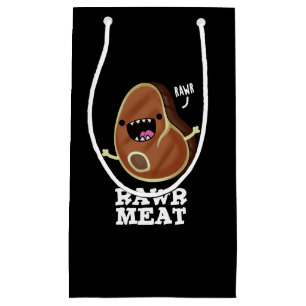 Sacola Para Presentes Pequena Carnes Rawr Funny Raw Carnes Pun Dark BG