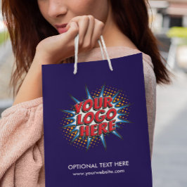 Sacola Para Presentes Pequena Carregamento de logotipo - Azul comercial personal