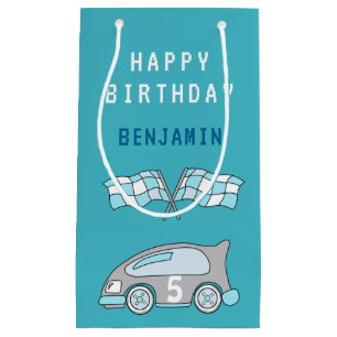 Sacola Para Presentes Pequena Carro de Bela Bandeira Feliz Aniversário Nome do C