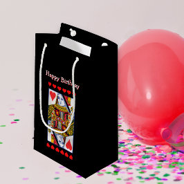 Sacola Para Presentes Pequena Carta de Baralho Rainha Coração Vermelho Chique de