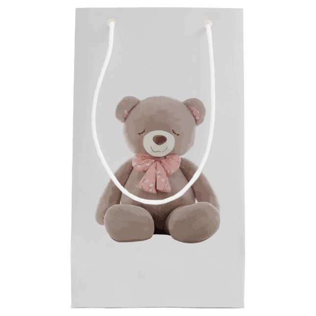 Sacola Para Presentes Pequena Cartografia Rosa Urso (Frente)