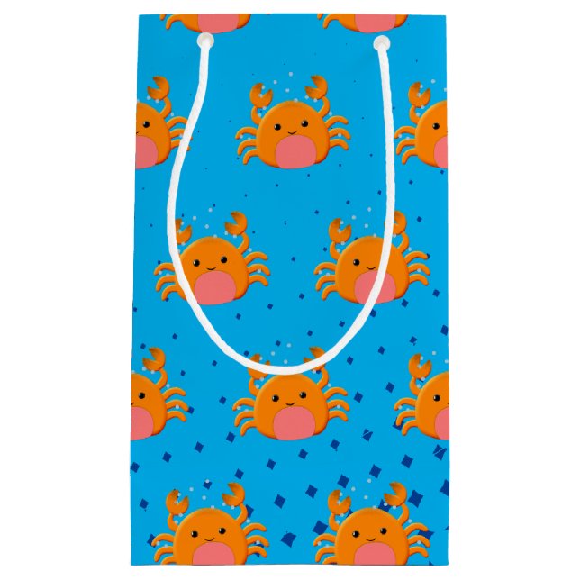 Sacola Para Presentes Pequena Cartoon Bonito Caranguejo Azul (Frente)