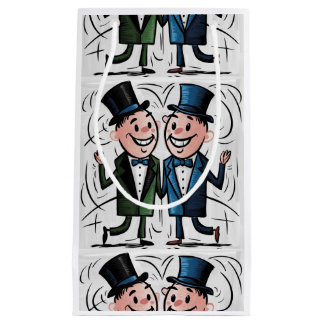 Sacola Para Presentes Pequena Cartoon Engraçado de Casamento de Gay de Groom