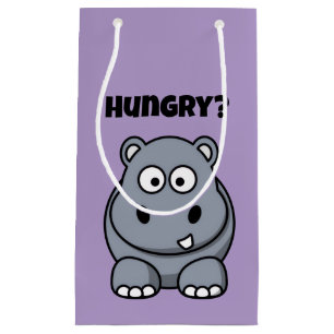 Sacola Para Presentes Pequena Cartoon Hippo Funny Kids Hippopotamus