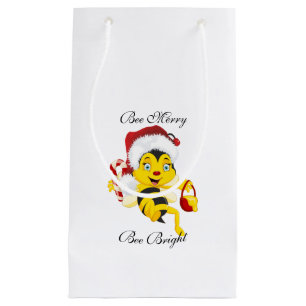 Sacola Para Presentes Pequena Cartum de Natal de Bee Feliz