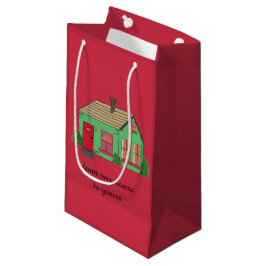 Sacola Para Presentes Pequena Casa de Natal Aconchegante