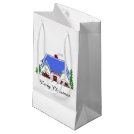 Sacola Para Presentes Pequena Casa de Natal Aconchegante