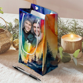 Sacola Para Presentes Pequena Casal Gay Nossa Primeira Foto de Natal