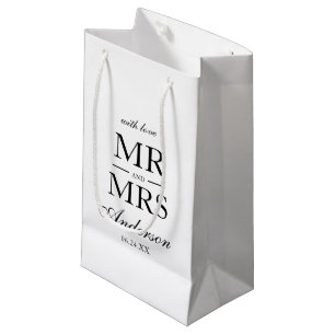 Sacola Para Presentes Pequena Casamento Branco e Negro Moderno Elegante