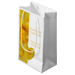 Sacola Para Presentes Pequena Casamento com Design de Rosa Amarelo