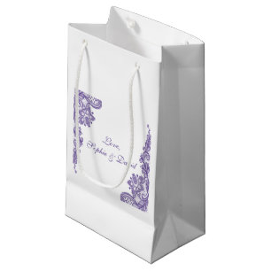 Sacola Para Presentes Pequena Casamento com rendas ultra violetas modernas