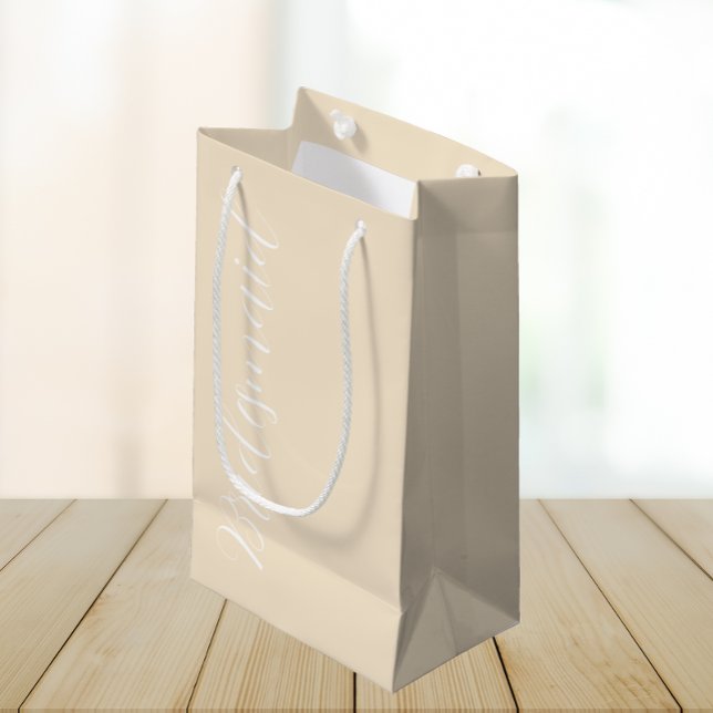 Sacola Para Presentes Pequena Casamento de Bridesmaid de Script Estilizado por C (In Situ)