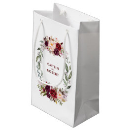 Sacola Para Presentes Pequena Casamento de Flores de Água Vermelha Elegante Burg