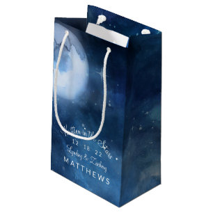 Sacola Para Presentes Pequena Casamento de Galáxias Celestiais Lunar Sky