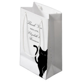 Sacola Para Presentes Pequena Casamento De Gato Negro Moderno, Agradeço A Você
