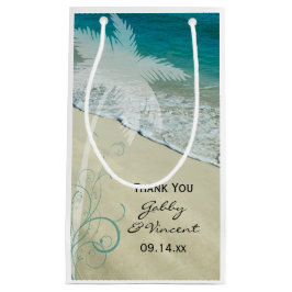 Sacola Para Presentes Pequena Casamento de praia tropical Obrigado