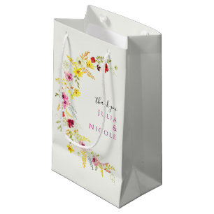 Sacola Para Presentes Pequena Casamento de Wreath com Orquídeas Selvagens Rosa P