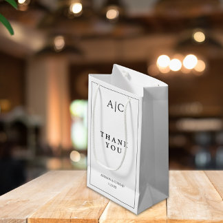 Sacola Para Presentes Pequena Casamento do Monograma Branco Elegante