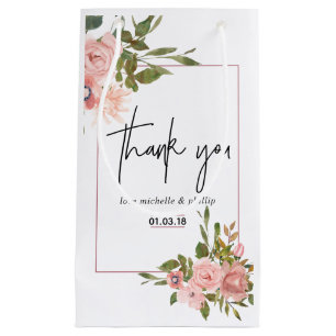 Sacola Para Presentes Pequena Casamento Dourado de Blush e Rosa