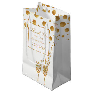 Sacola Para Presentes Pequena Casamento Dourado de bolhas de champanhe