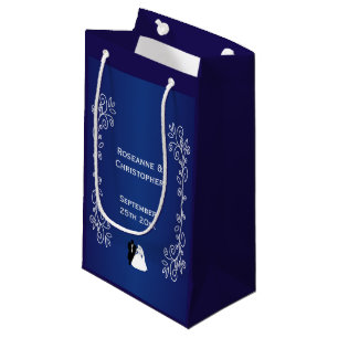 Sacola Para Presentes Pequena Casamento Favor Pequeno Presente Bag Blue Node Gro