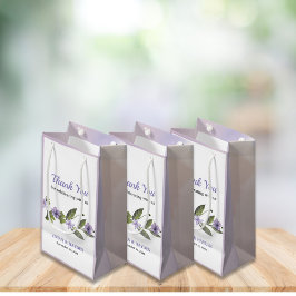 Sacola Para Presentes Pequena Casamento Floral Roxo Elegante