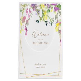 Sacola Para Presentes Pequena Casamento Geométrico Colorido de Flor Selvagem Bem