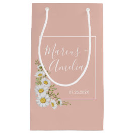 Sacola Para Presentes Pequena Casamento Moderno de Blush & White Daisies