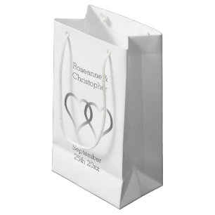 Sacola Para Presentes Pequena Casamento Pequeno Presente Bag Silver Hearts