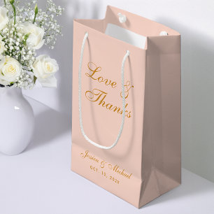 Sacola Para Presentes Pequena Casamento Rosa Amor & Agradecimento Caligrafia Dou