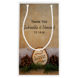 Sacola Para Presentes Pequena Casamento Rustic Pines Woodland Obrigado
