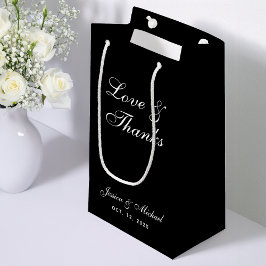 Sacola Para Presentes Pequena Casamento Simples Preto Amor e Agradecimento Calig