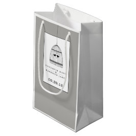 Sacola Para Presentes Pequena Casamento Vintage Heart Birdcage True Love