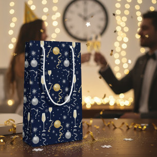 Sacola Para Presentes Pequena Celebração de Ano Novo de Luxo – Champanhe & Brilh