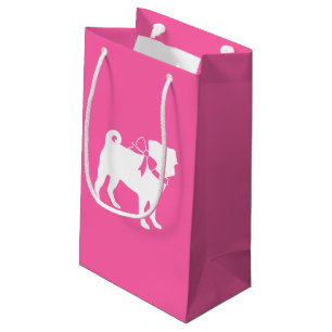 Sacola Para Presentes Pequena Celebração do Tema do Cão Rosa