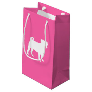 Sacola Para Presentes Pequena Celebração do Tema do Cão Rosa