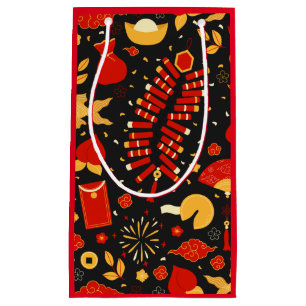Sacola Para Presentes Pequena Celebração Festiva Chinesa de Ano Novo Vermelho e