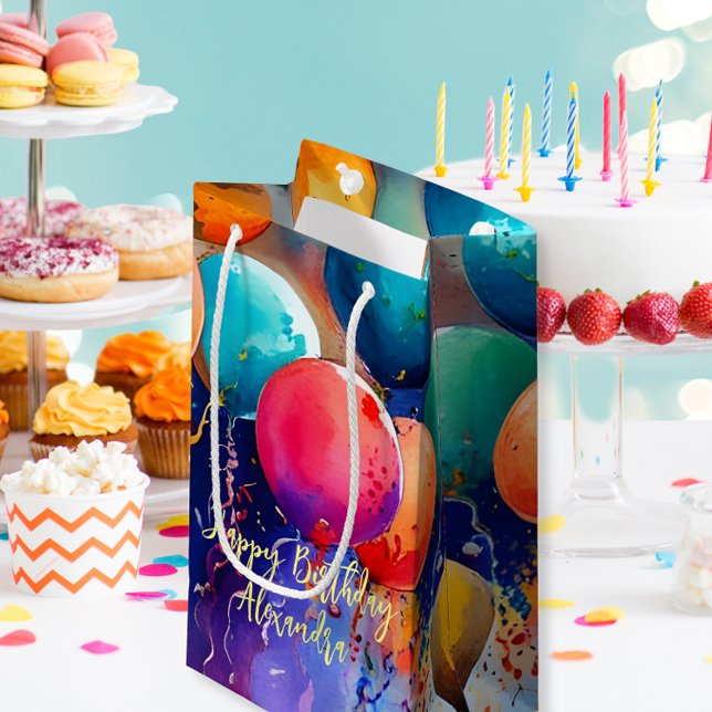 Sacola Para Presentes Pequena Celebrar! Texto personalizado em qualquer ocasião (Easily customize the text on this colorful gift bag and it will be perfect for any occasion. )