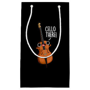 Sacola Para Presentes Pequena Cello Lá Música Engraçada Pun Escuro BG