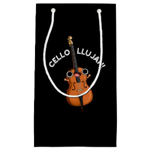 Sacola Para Presentes Pequena Cello-Llujah Funny Cello Pun Dark BG